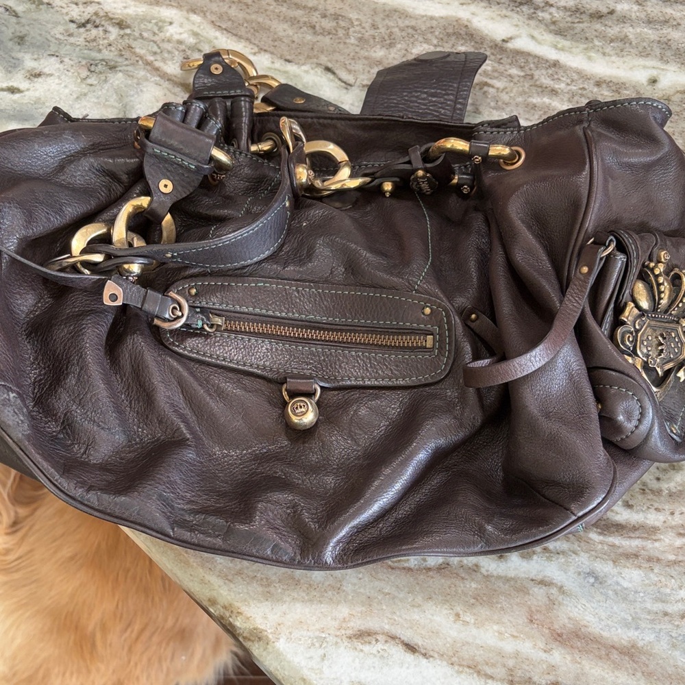 Juicy Couture Espresso Leather Shoulder Bag